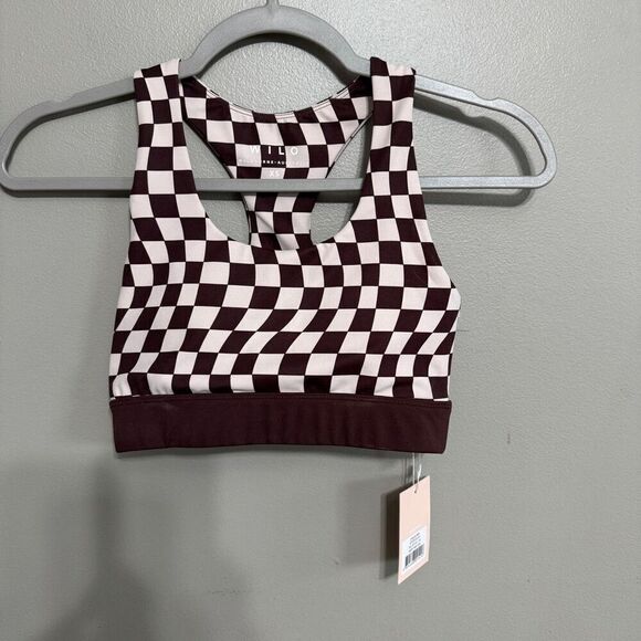 WILO NWT checked sports bra in chocolate/clay size XS - Picture 1 of 4